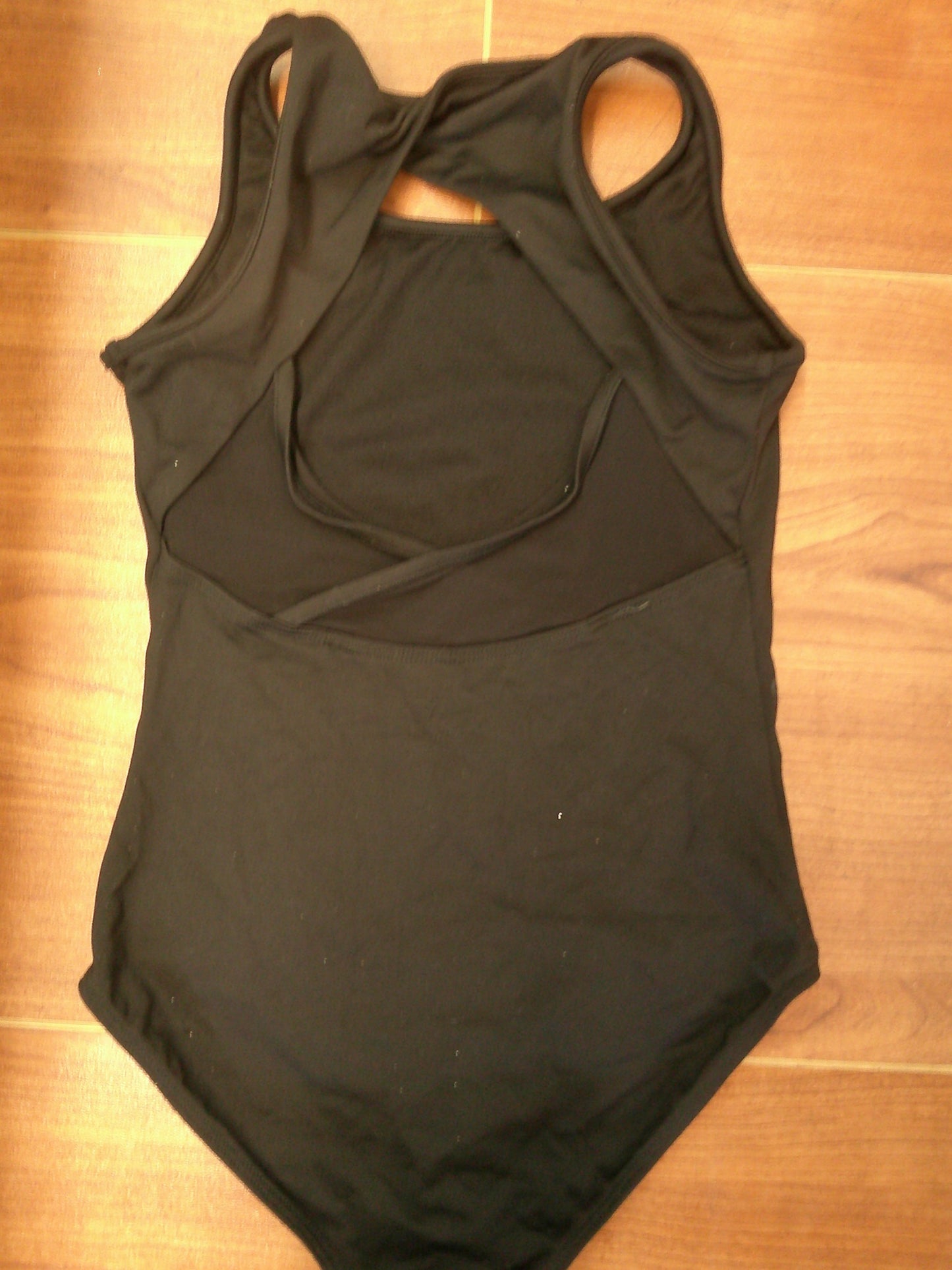 Pre-Owned Leotard Bloch Medium Child 8-10 Black with Gray Floral Print