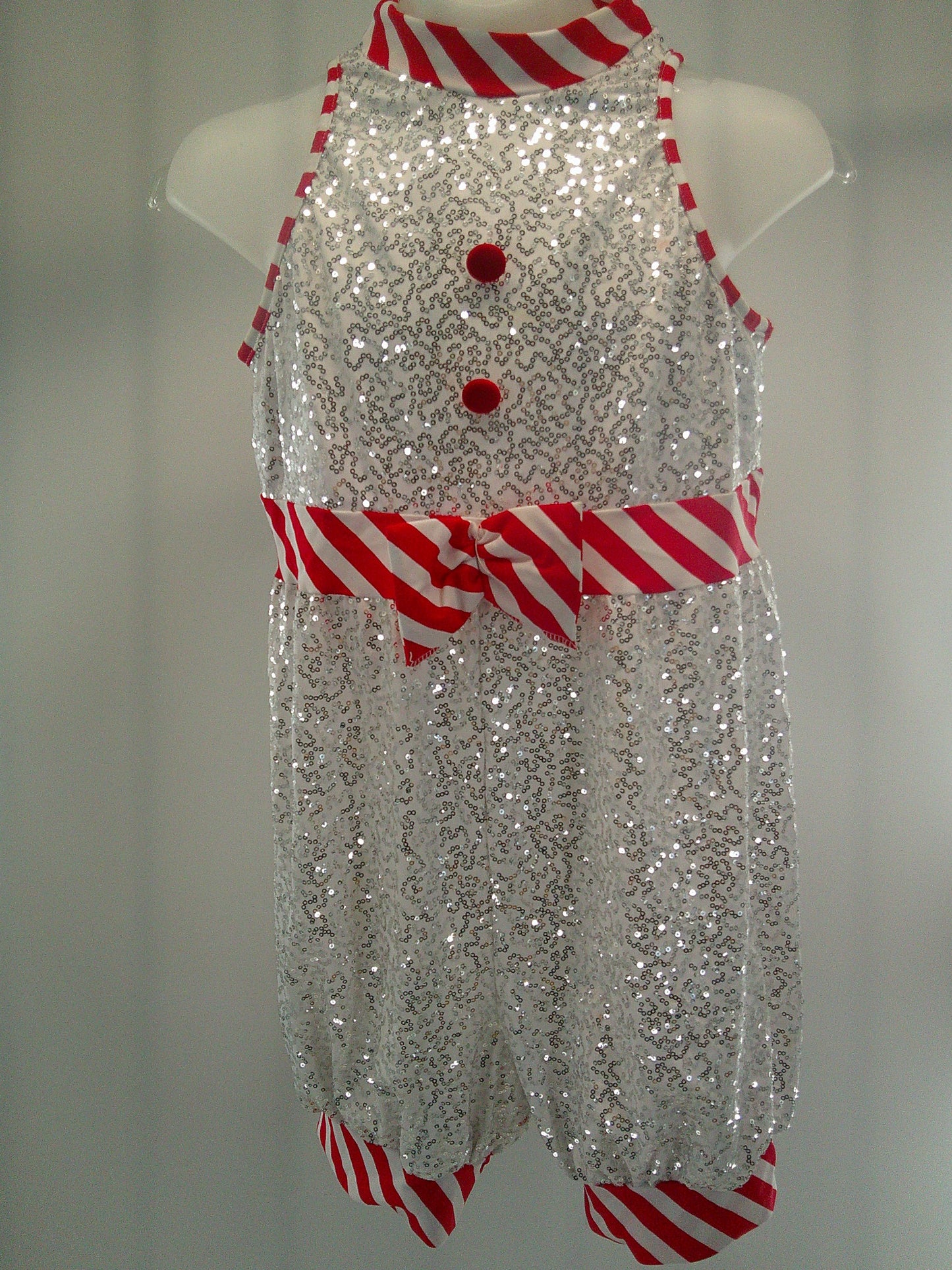 Pre-Owned Costume Jazz XXL Child White ArtStone 26004 Romper Snowman Sequin Tap Musical Theater