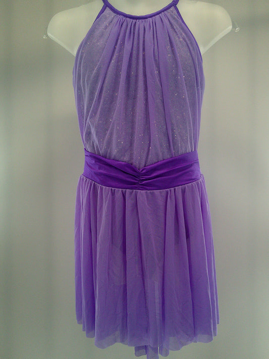 Pre-Owned Costume XL Child Purple ArtStone 27641 Lyrical Jazz Ballet Contemporary Dress Mesh Sequin