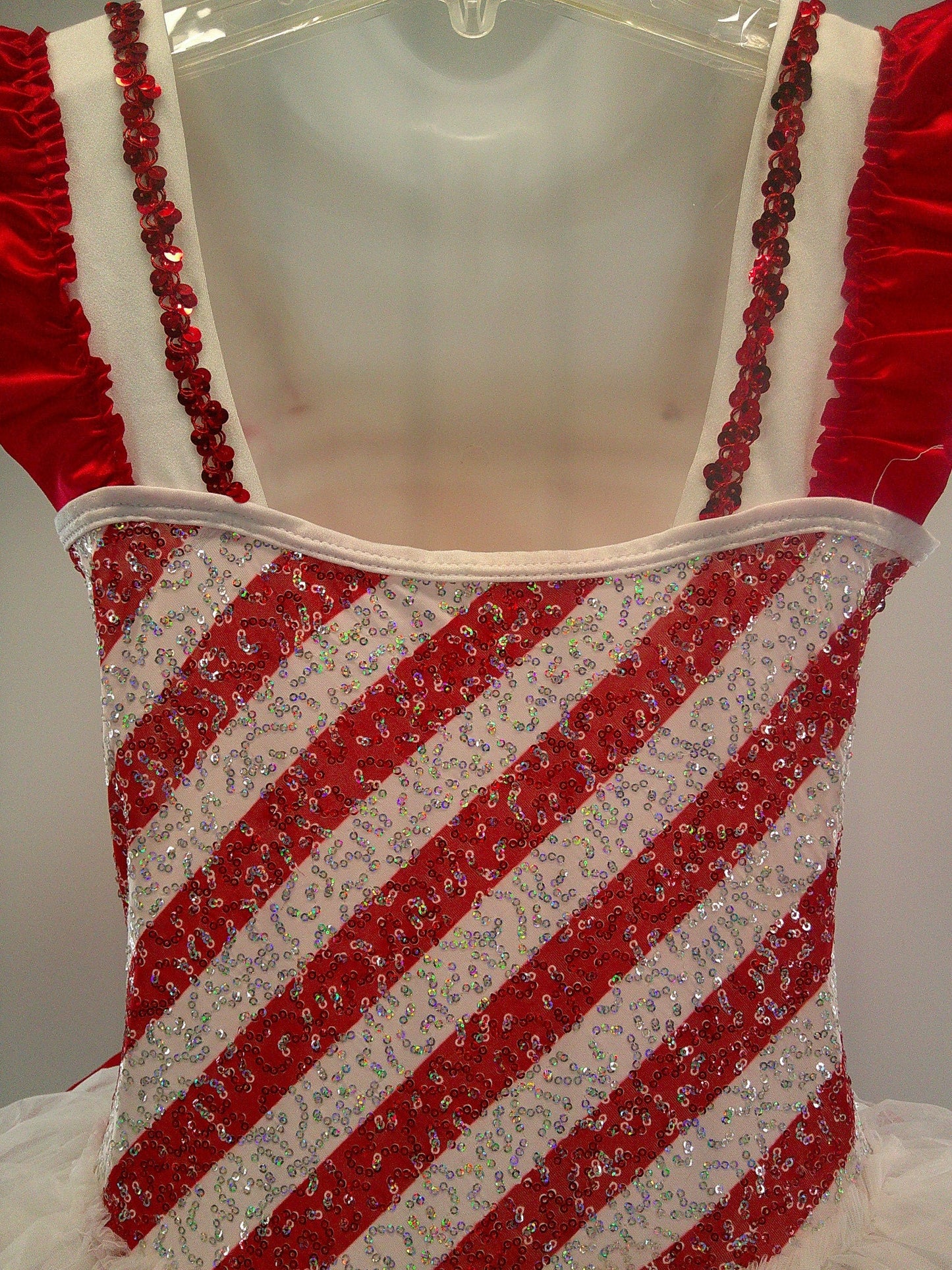 Pre-Owned Costume Ballet XL Child Red Curtain Call E565 Tutu Striped Sequin YAGP Nutcracker Holiday
