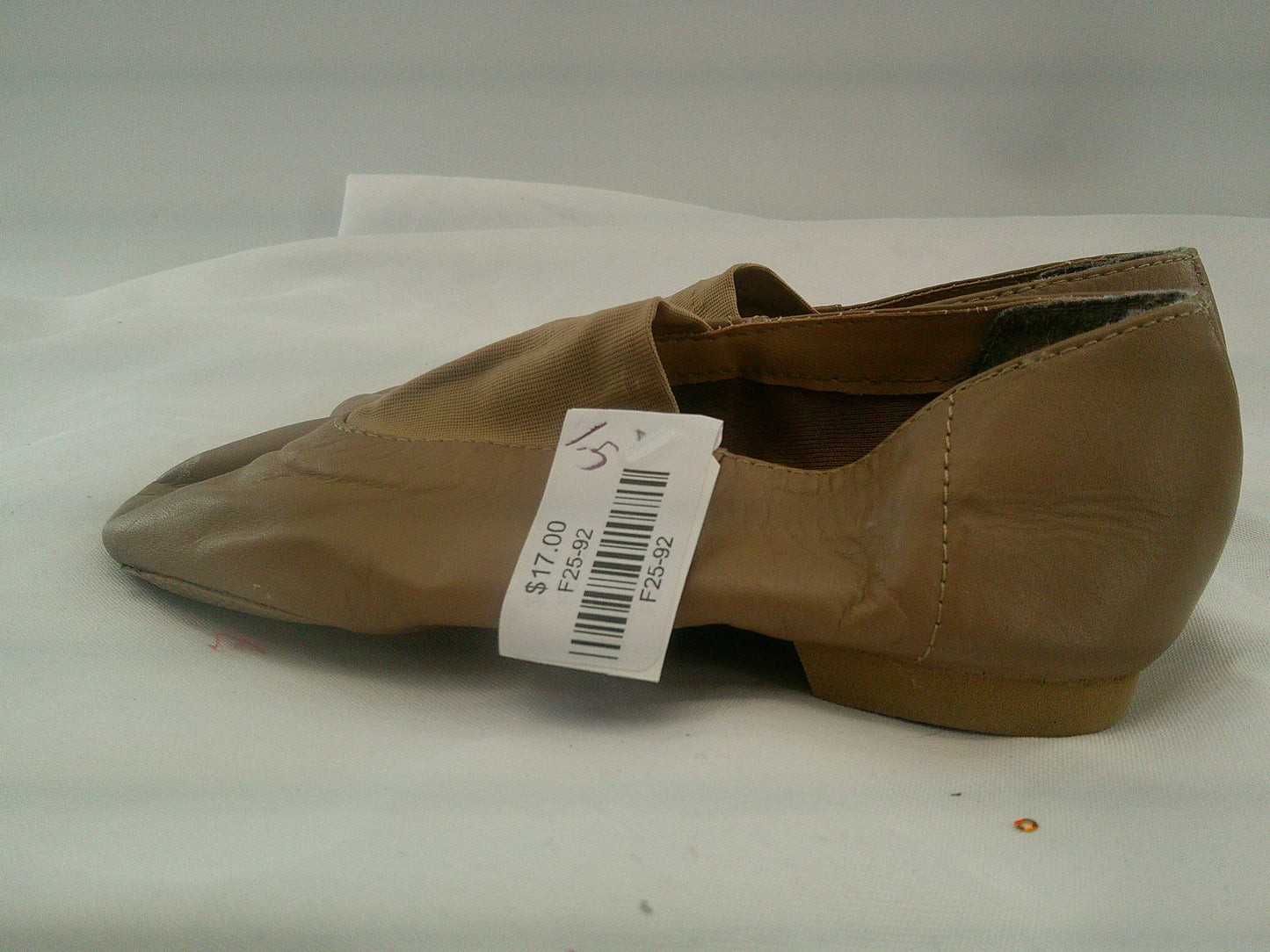 Pre-Owned Jazz Shoes Dancing Fair Big Kid 1.5M Top Elastic Leather Slip On