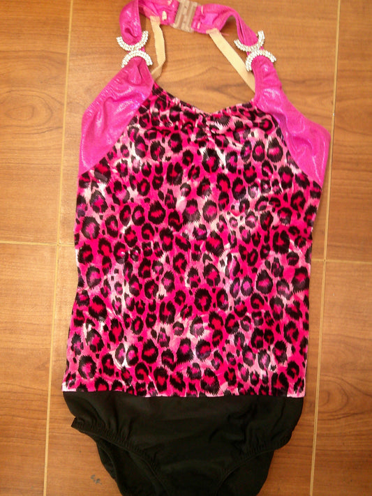 Pre-Owned Leotard Large Child Pink Leopard Costume A Wish Come True Baton
