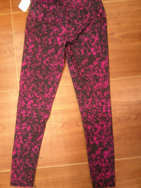 Pre-Owned Leggings Medium Child Pink Print Athletic Works Gymnastics