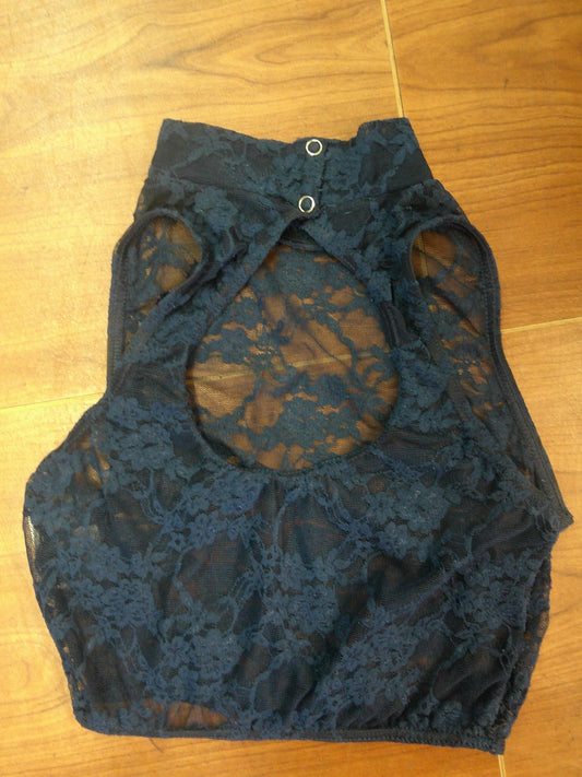 Pre-Owned Lace Crop Top Medium Adult Balera Navy Blue Contemporary Costume