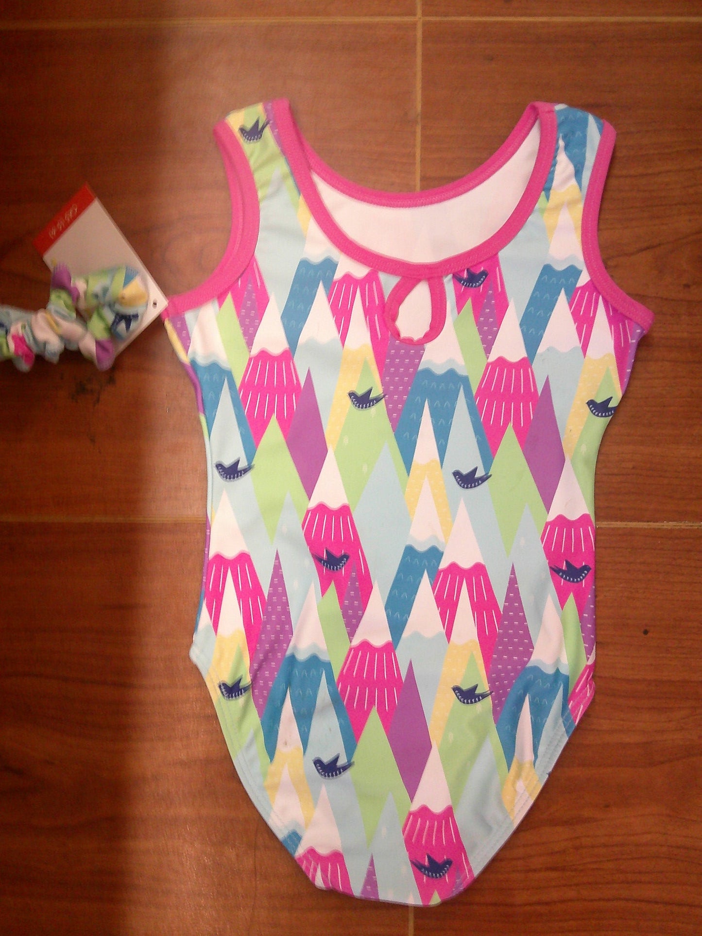 New Leotard Destira Mountain Bird Child XS 5-6 Colorful Includes Scrunchie