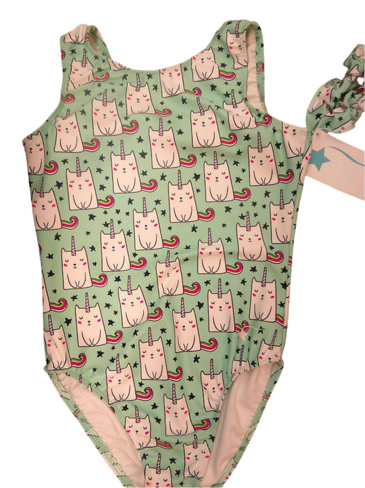 New Gymnastics Leotard Destira Caticorn Child Large Print Includes Scrunchie