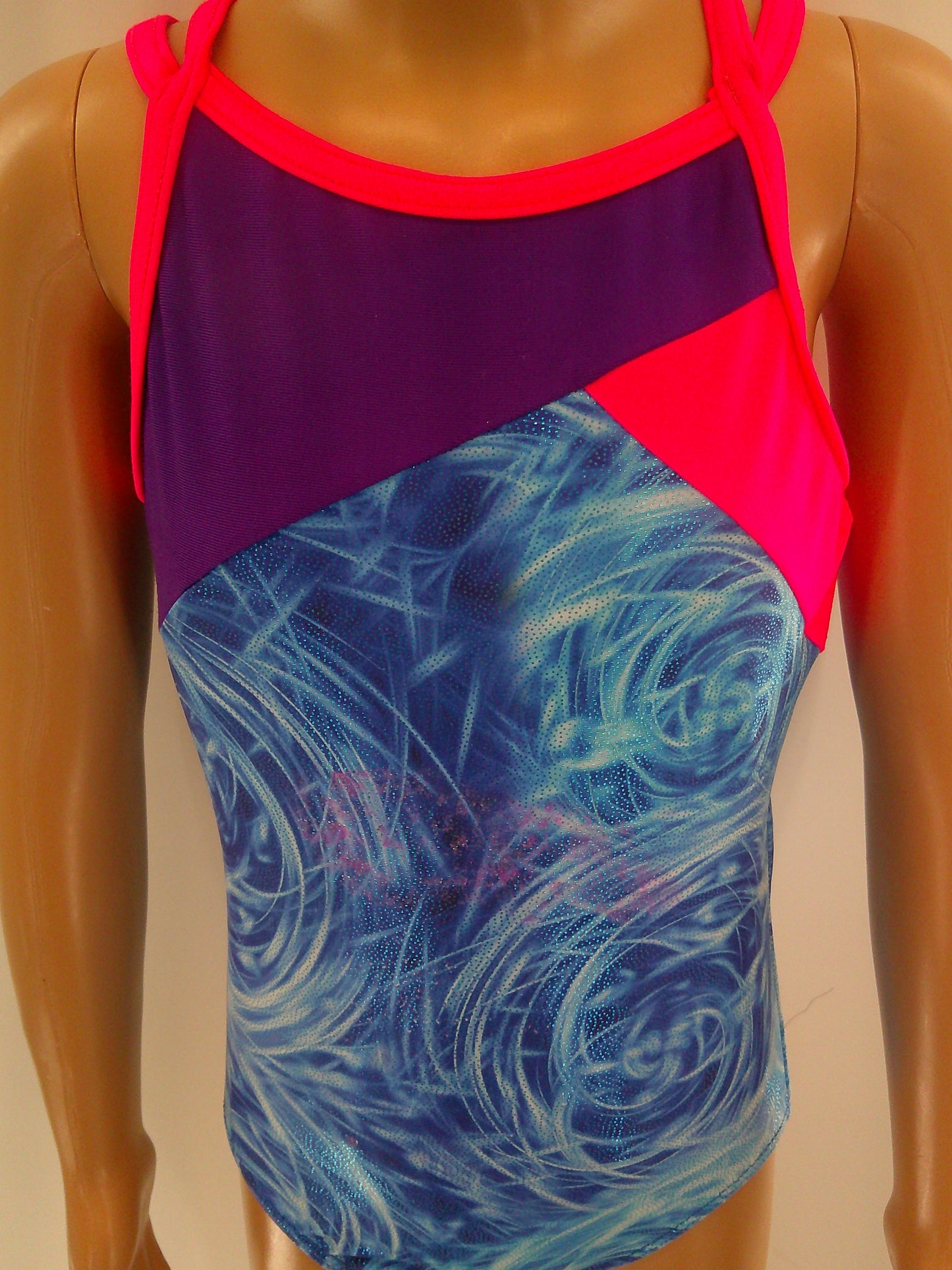 Pre-Owned Gymnastics Leotard Intermediate Child 6x-7 Colorful Sparkle