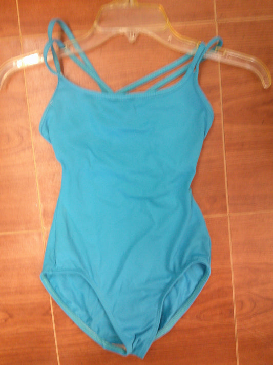 New Leotard So Danca XS Adult Turquoise Blue Crossing Straps Lycra