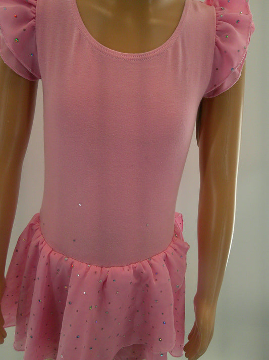 Pre-Owned Leotard Dress Amazon Small Child pink Sparkle Flutter Sleeve Ballet