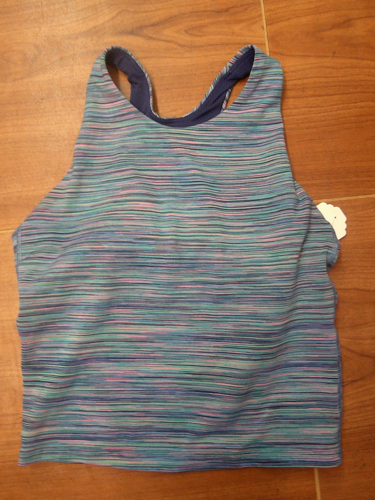 Pre-Owned Racer Back Top Sports Bra Athleta Large Child Blue Stripe Gymnastics Jazz