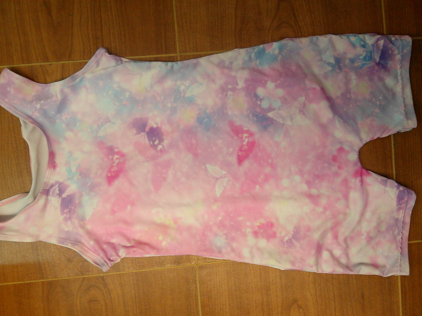 Pre-Owned Gymnastics Leotard Medium Child Buttefly Print Biketard Acro Jazz