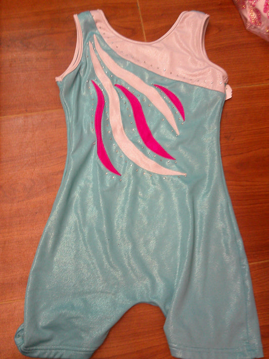 Pre-Owned Gymnastics Leotard Medium Child Buttefly Print Biketard Acro Jazz