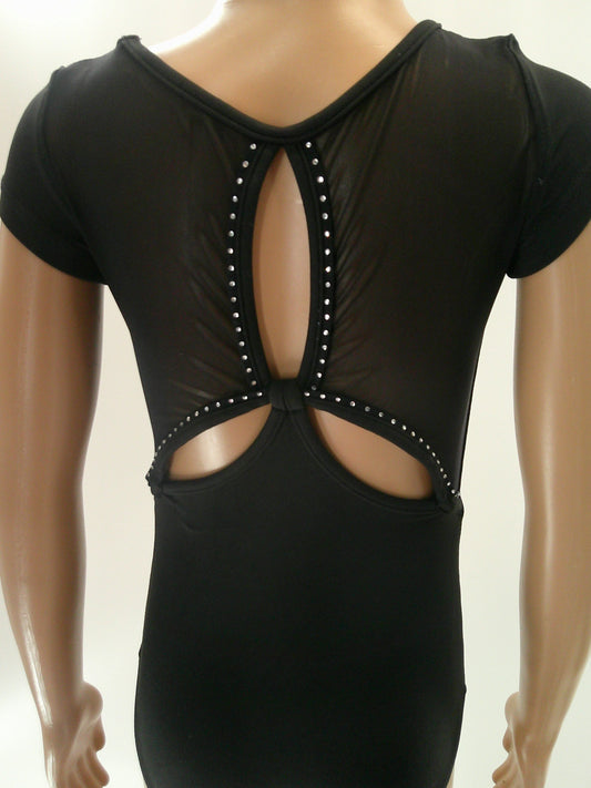 Pre-Owned Leotard Bloch Small Child 4-6 Black with Mesh and Stones