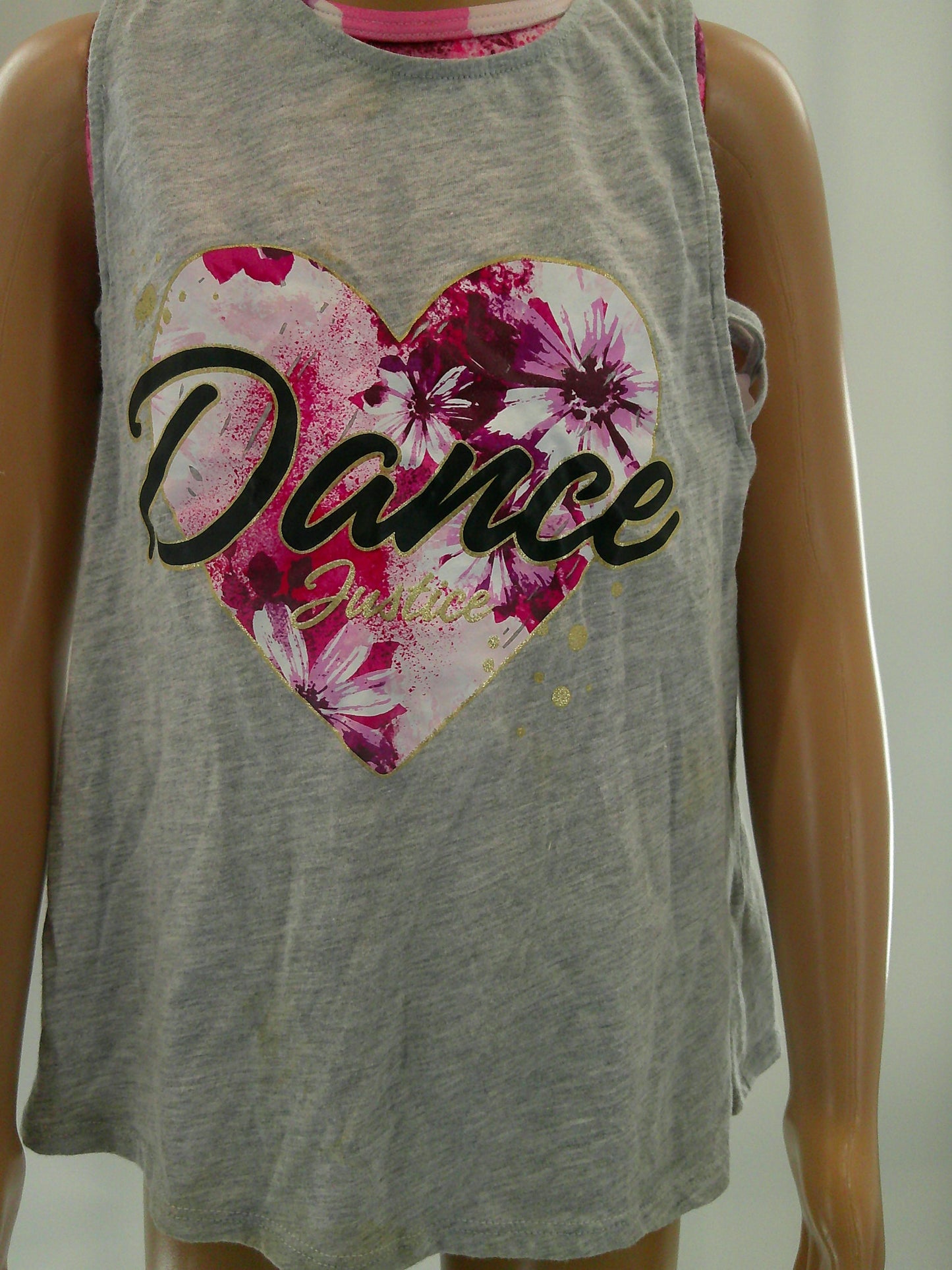 Pre-Owned Sports Bra & Tank Justice XS Child Pink Floral