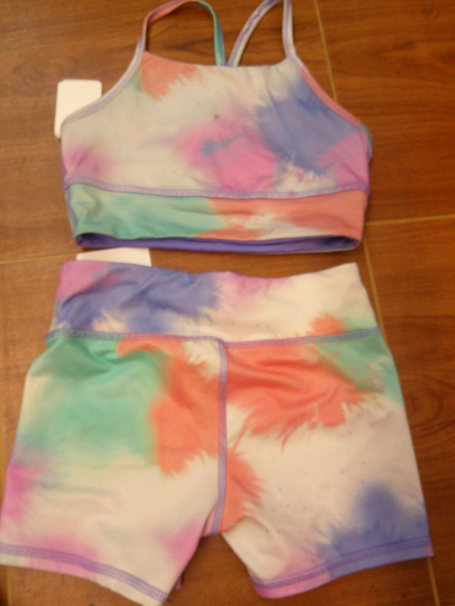 Pre-Owned Shorts and Crop Top Small Child Tie dye Athletic Works Gymnastics