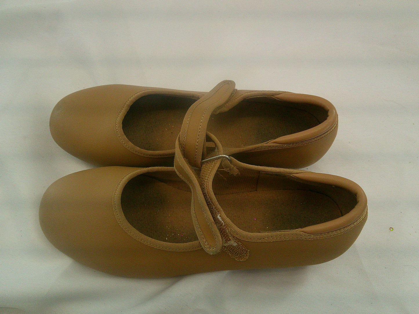 Pre-Owned Tap Shoes Child 3 Tan Mary Jane Leather Loop Strap