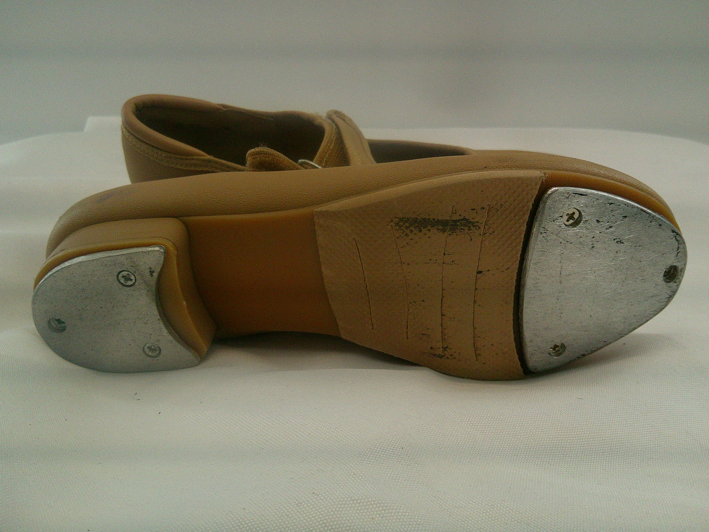 Pre-Owned Tap Shoes Child 3 Tan Mary Jane Leather Loop Strap