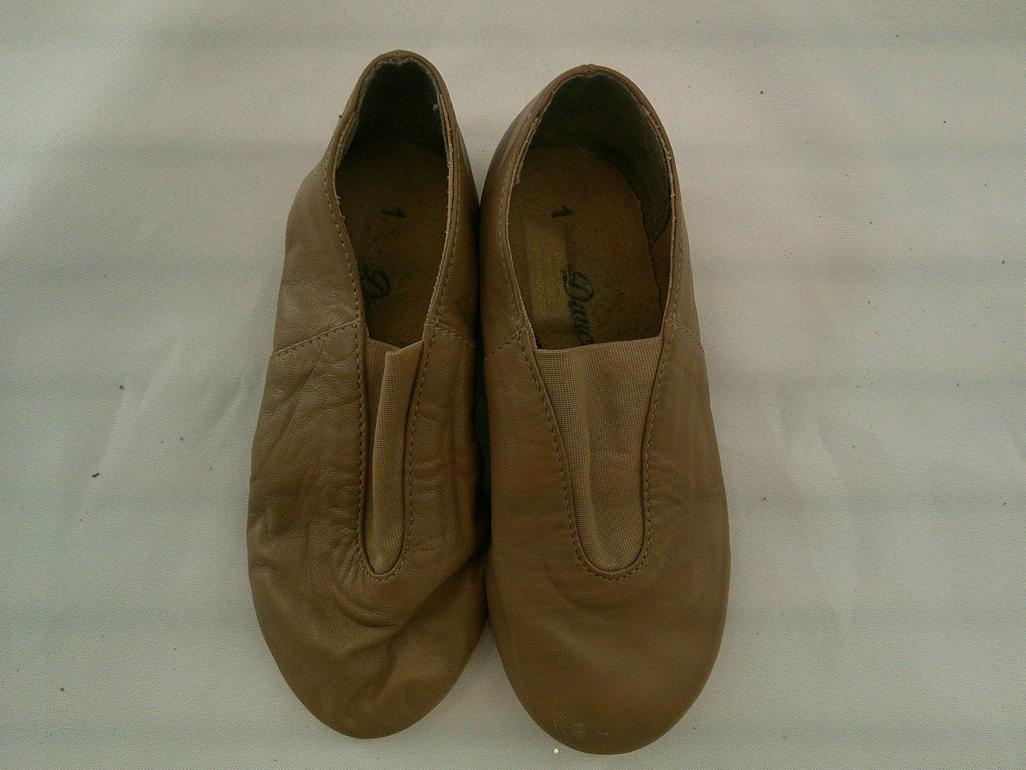 Pre-Owned Jazz Shoes Dancing Fair Big Kid 1M Top Elastic Leather Slip On