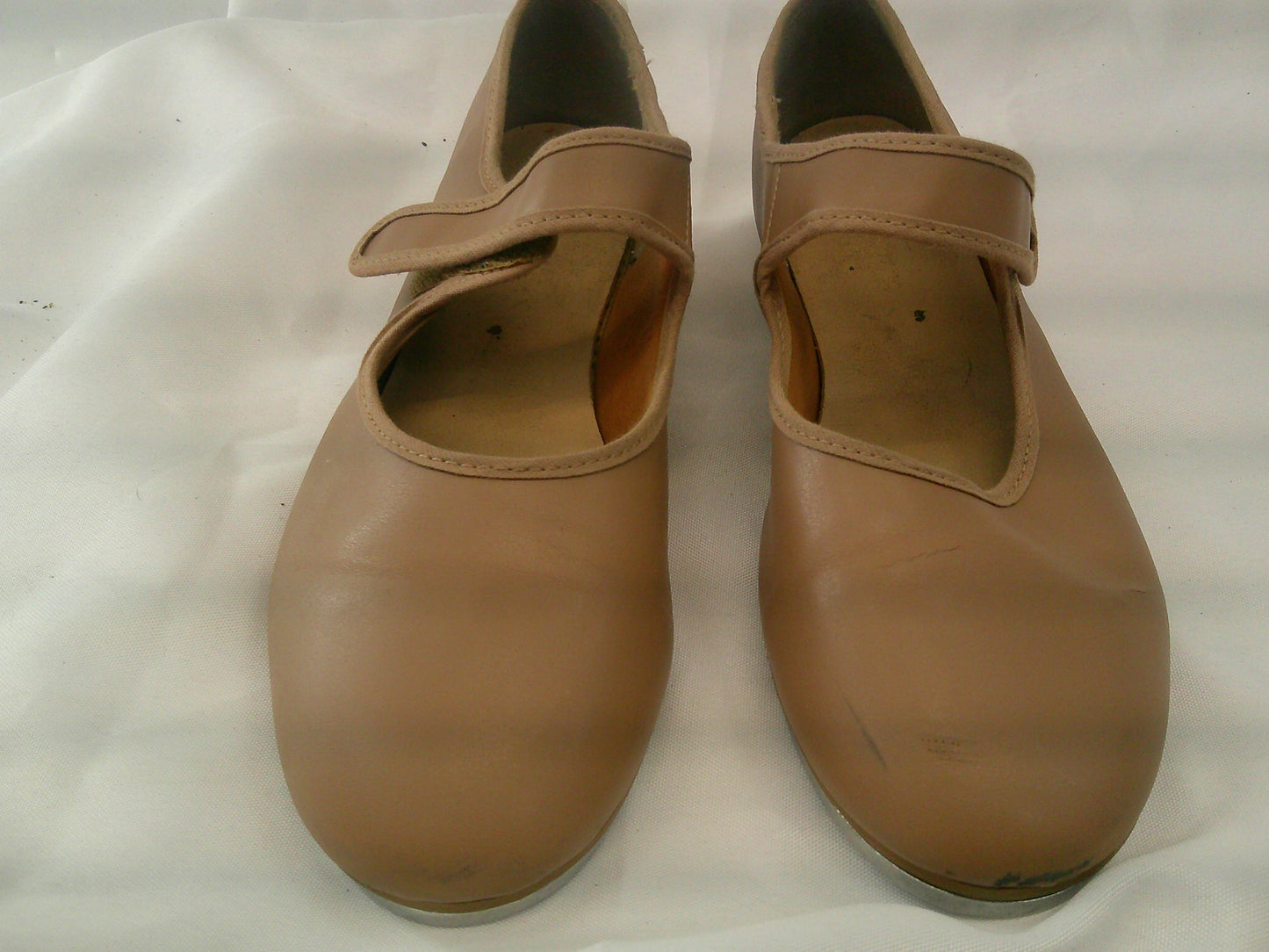 Pre-Owned Tap Shoes Adult 7W Tan Mary Jane Leather Loop Strap