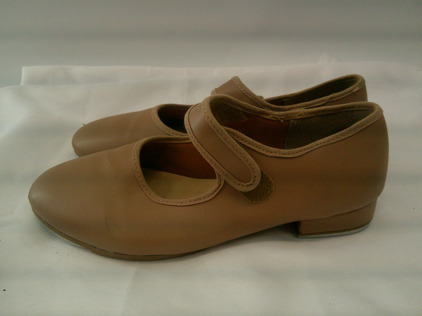 Pre-Owned Tap Shoes Adult 7W Tan Mary Jane Leather Loop Strap