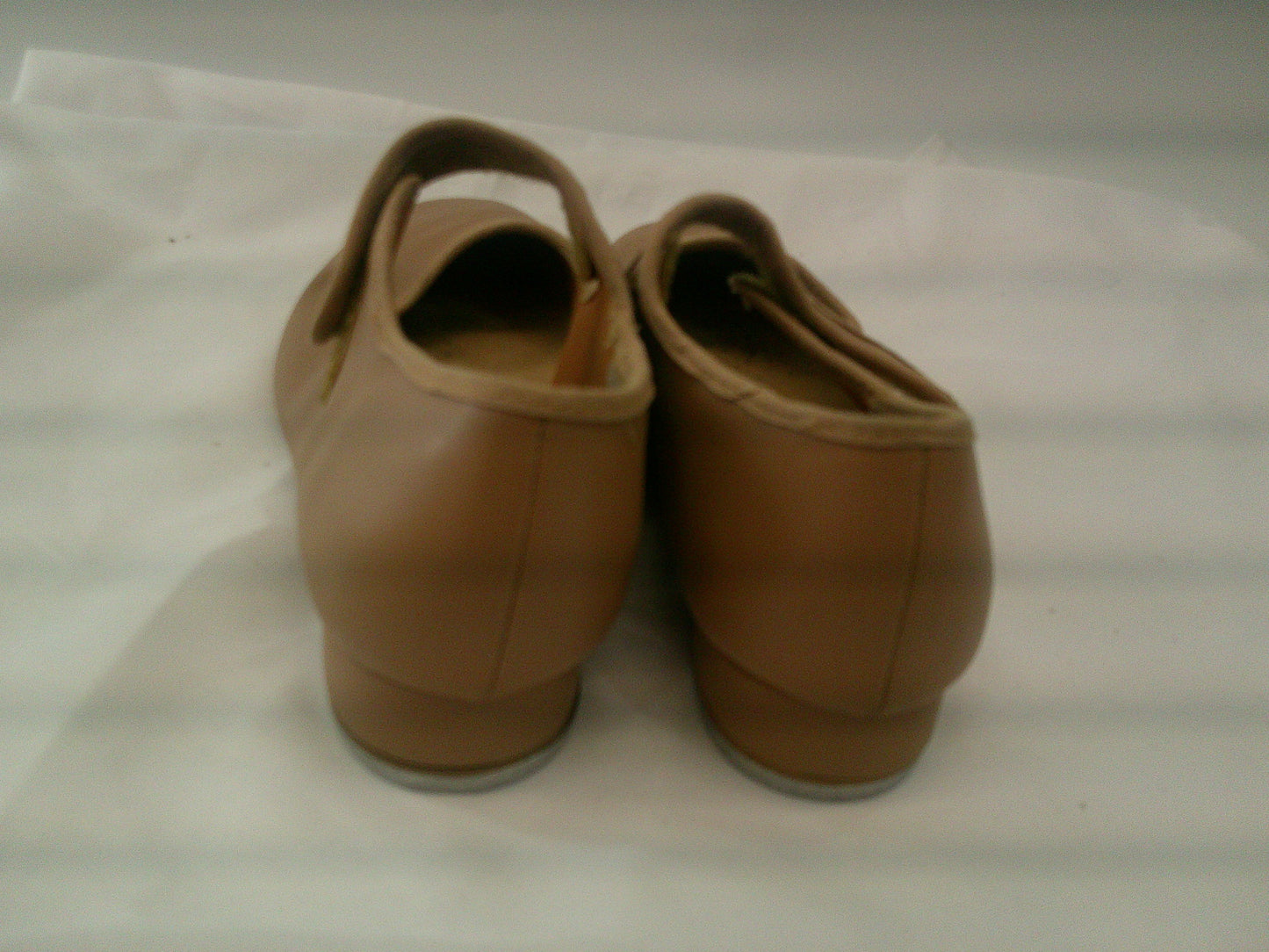 Pre-Owned Tap Shoes Adult 7W Tan Mary Jane Leather Loop Strap