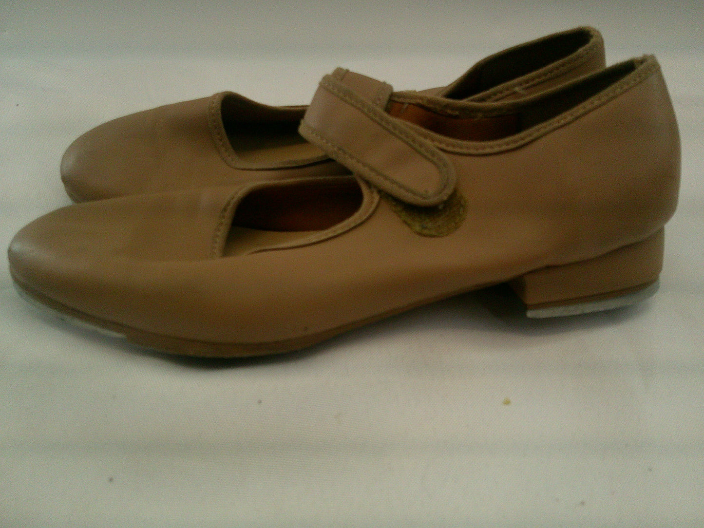 Pre-Owned Tap Shoes Adult 5M Tan Mary Jane Leather Loop Strap
