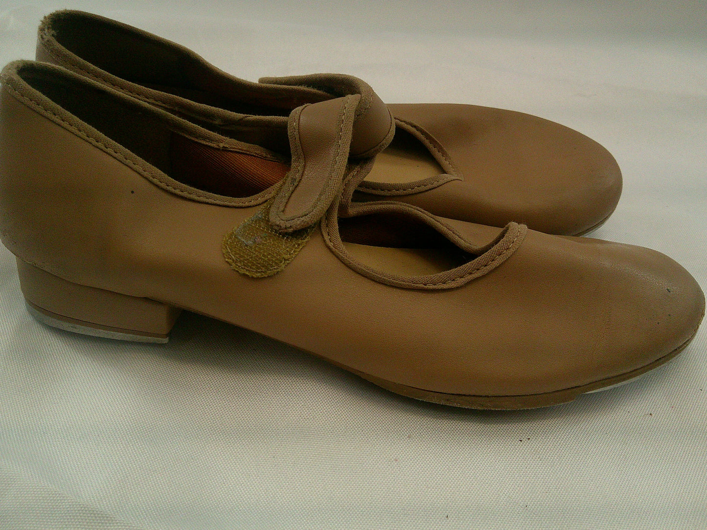 Pre-Owned Tap Shoes Adult 5M Tan Mary Jane Leather Loop Strap