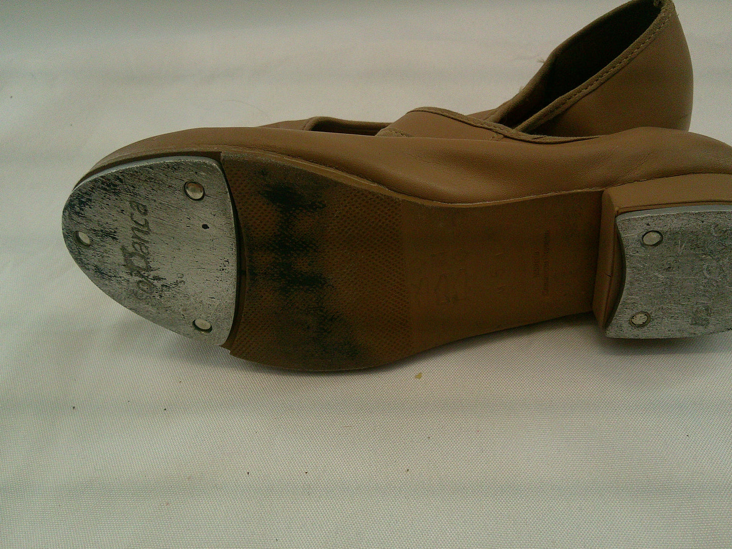 Pre-Owned Tap Shoes Adult 5M Tan Mary Jane Leather Loop Strap