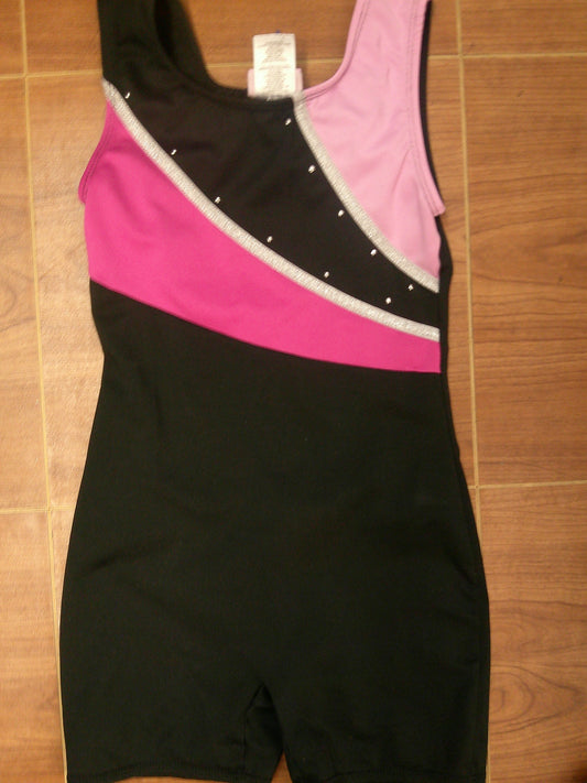 New Gymnastics Biketard Medium Child Pink Black Lycra Just Imagine