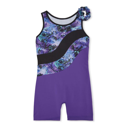 Pre-Owned Gymnastics Biketard Danskin Now Large Child Purple Acro Tumbling