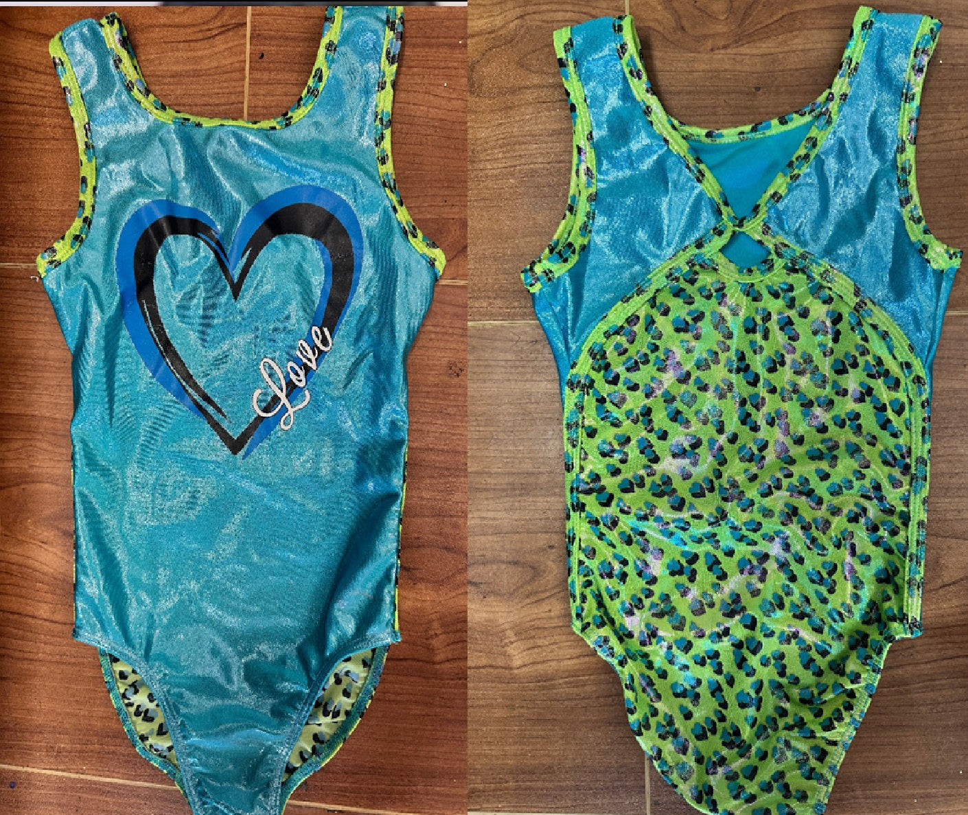 Pre-Owned Gymnastics Destira Heart Love Small Child 6x-7 Cheetah Acro