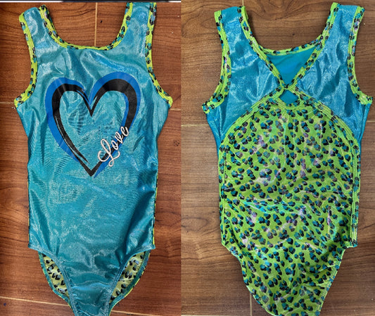Pre-Owned Gymnastics Destira Heart Love Small Child 6x-7 Cheetah Acro