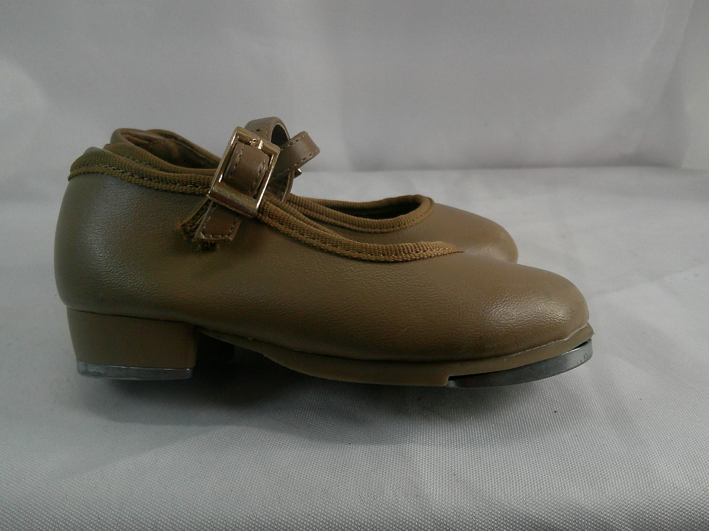 Pre-Owned Tap Shoes Dancing Fair Toddler 8.5M Tan Mary Jane Leather Buckle