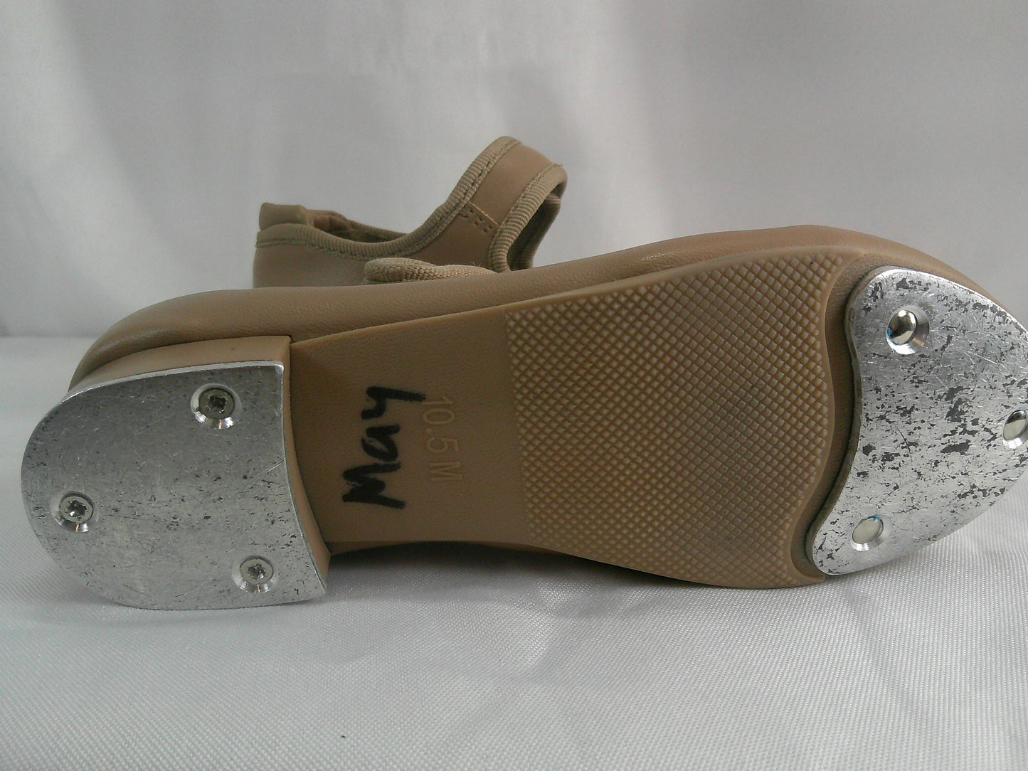 Pre-Owned Tap Shoes Danshuz 534 Toddler 10.5M Tan Mary Jane Leather No Buckle