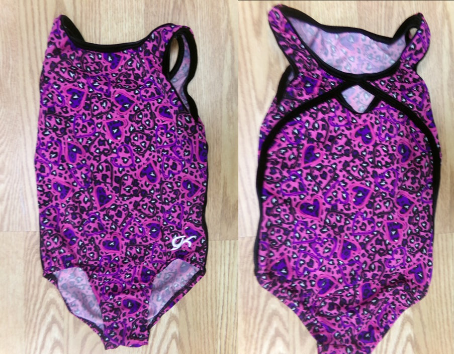 Pre-Owned Leotard Medium Child Pink Cheetah Print Dance or Tumbling