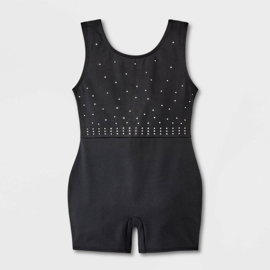 Pre-Owned Gymnastics Biketard Medium Child Black Sparkle Acro Jazz