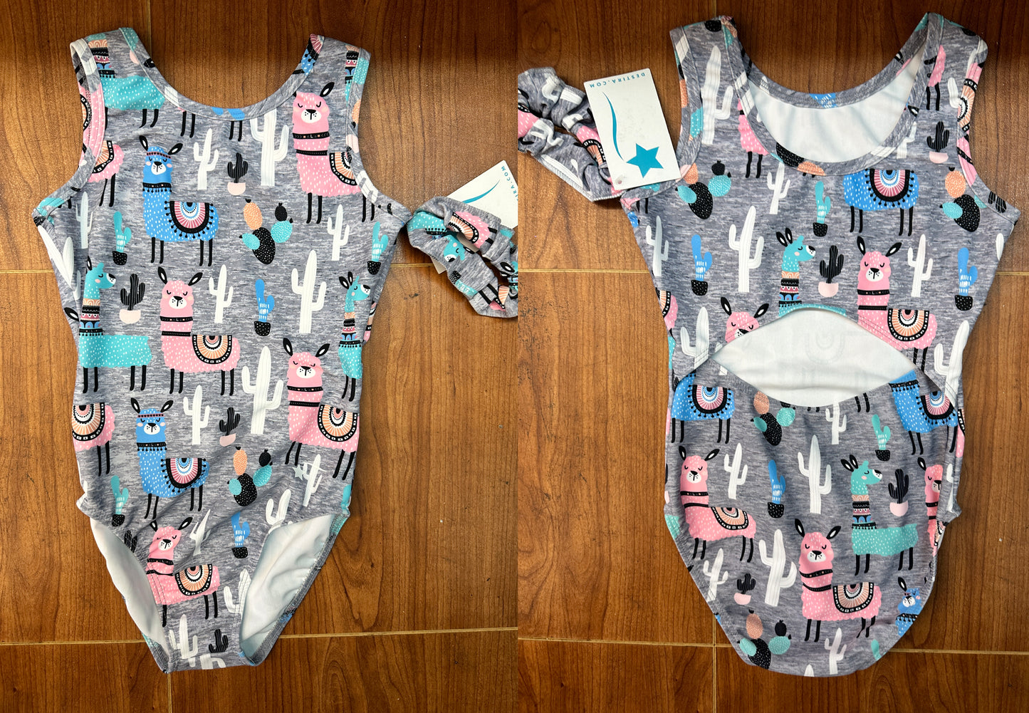 New Leotard Destira Llama Love Girls  Gray  Acro Tumbling