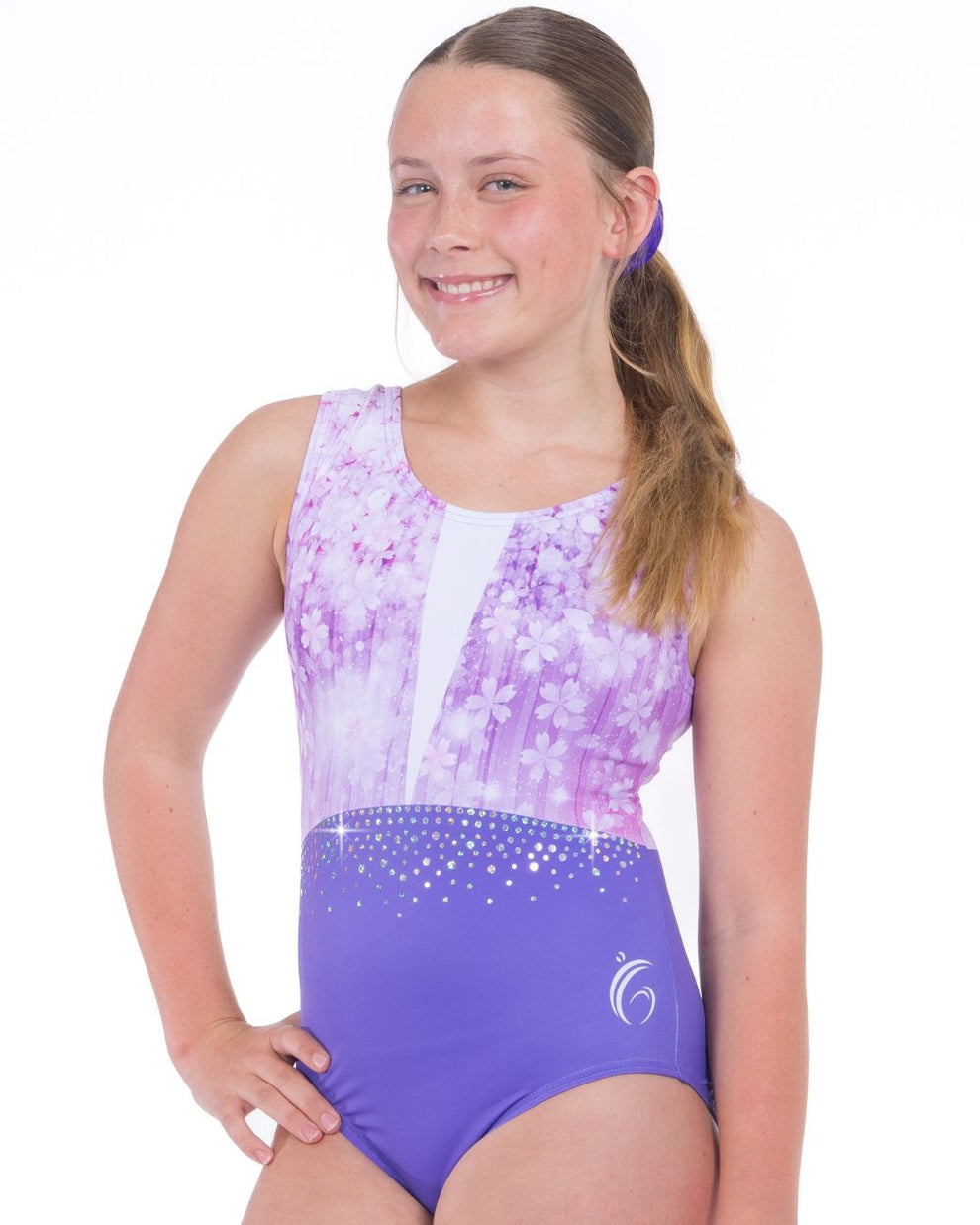 NEW Gymnastics Leotard Garland Activewear Floral Shimmer Acro Tumbling