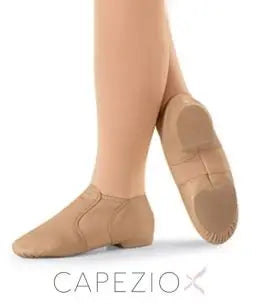 New Jazz Shoes Capezio CG15 Adult Caramel Suntan and Black Split Sole Stretch Slip On