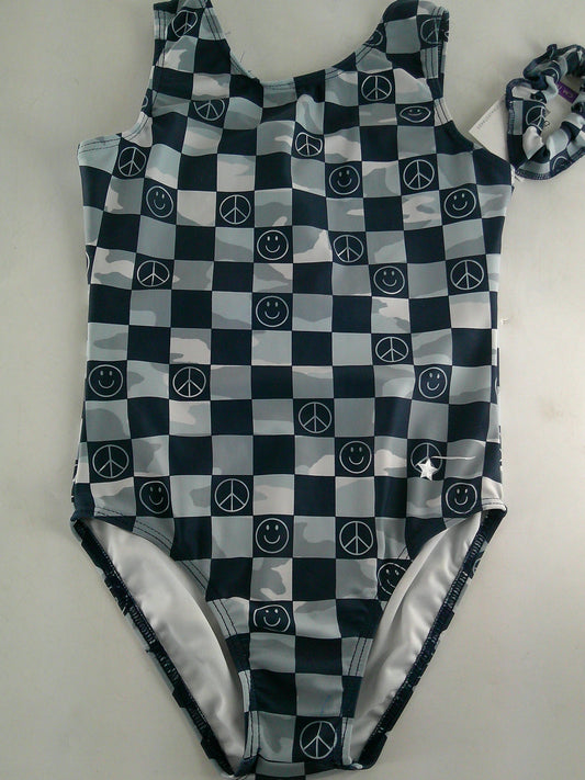New Gymnastics Leotard Destira Peace & Smile Checkered Child Medium