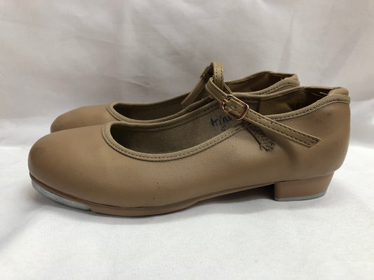 Pre-Owned Tap Shoes DanzNMotion 752 Child 1.5M Tan Mary Jane Buckle