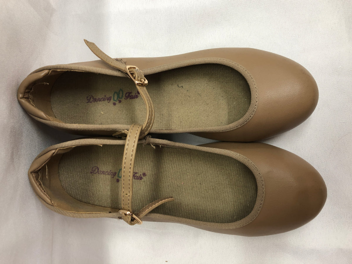 Pre-Owned Tap Shoes DanzNMotion 752 Child 1.5M Tan Mary Jane Buckle
