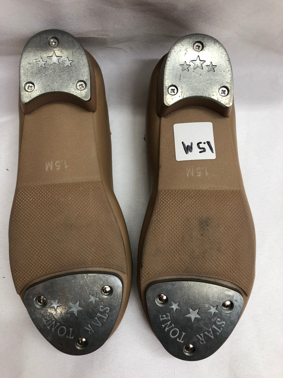 Pre-Owned Tap Shoes DanzNMotion 752 Child 1.5M Tan Mary Jane Buckle
