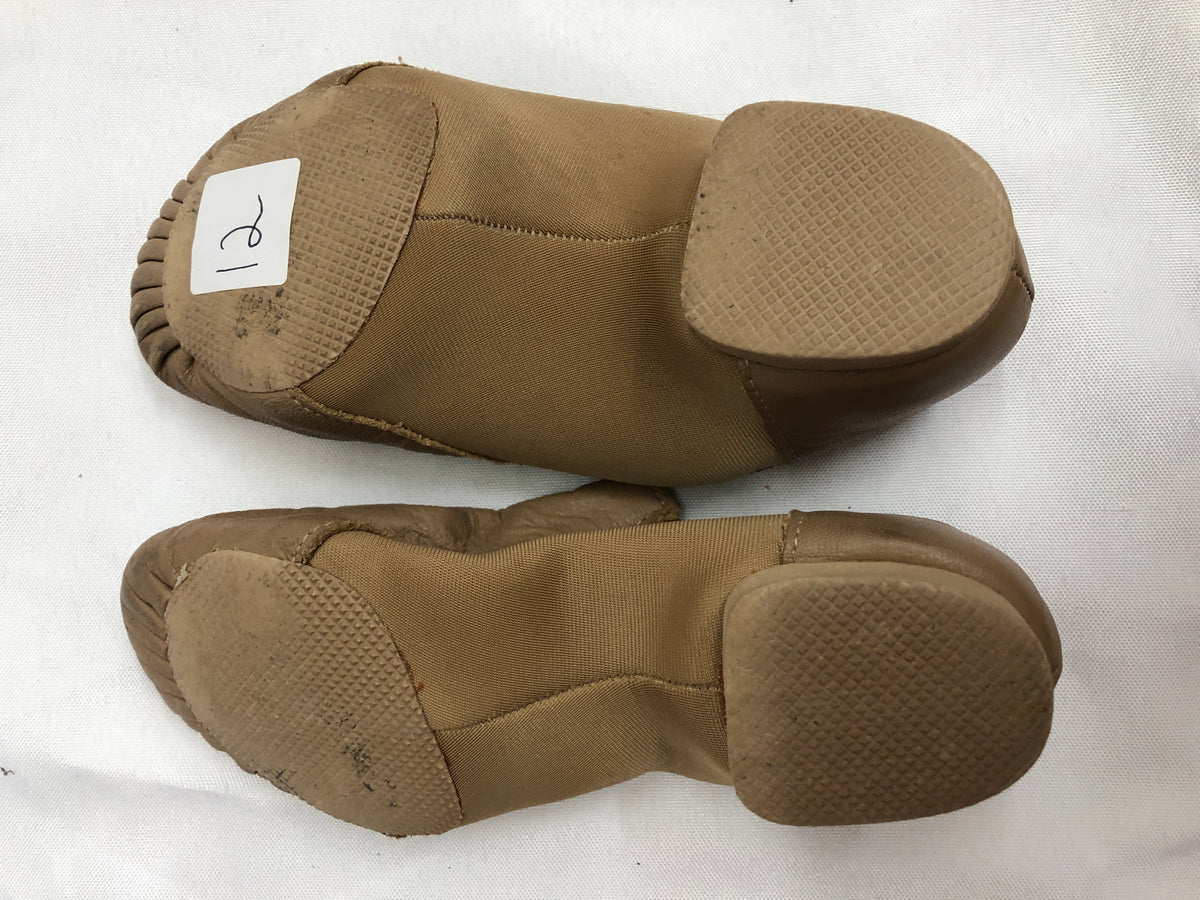 Pre-Owned Jazz Shoes So Danca 13.5M Child JZ43 Tan Pull On Leather Split Sole