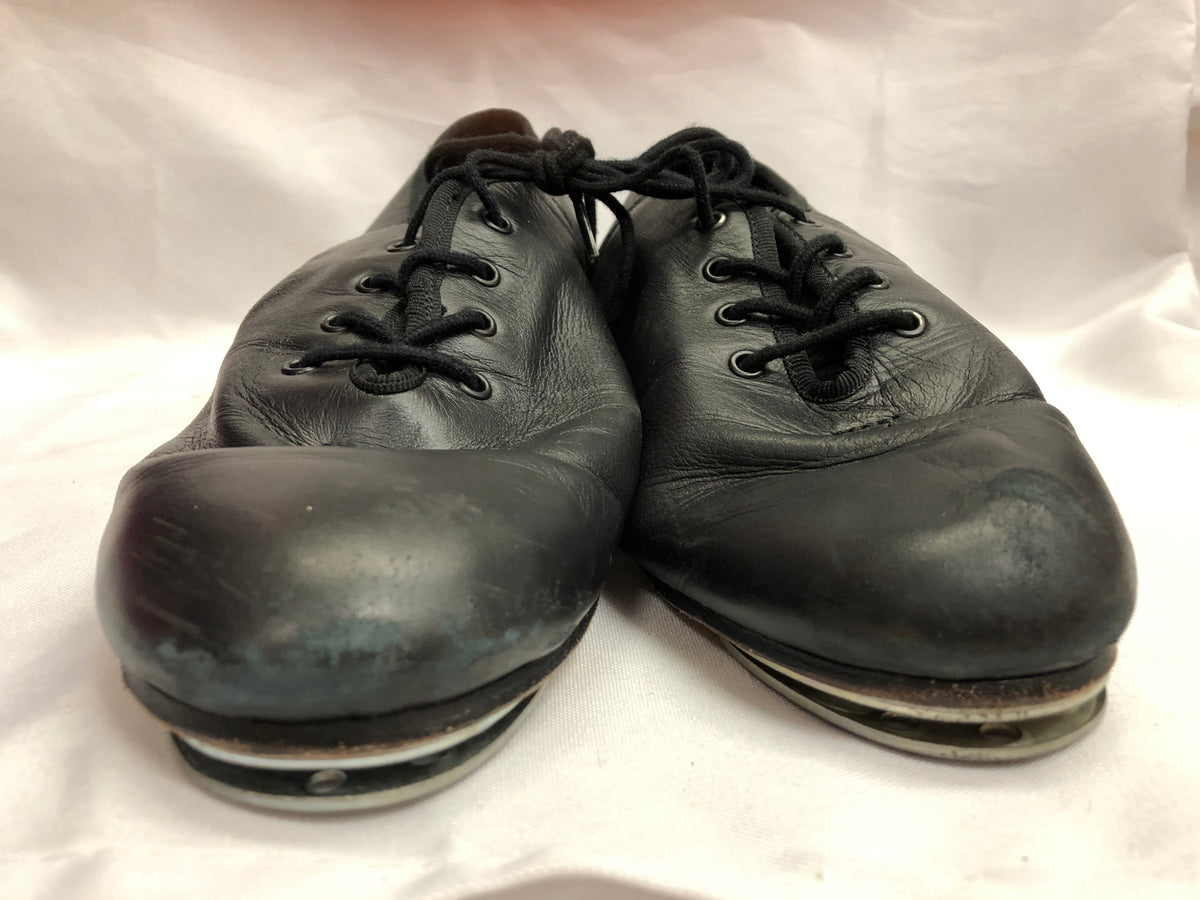 Pre-Owned Clogging Shoes Adult 10M Black Steven Stompers Oxford Leather Split Sole
