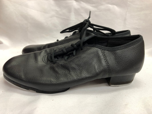 Pre-Owned Tap Shoes DanzNMotion Adult 6M Oxford Leather Black Split Sole