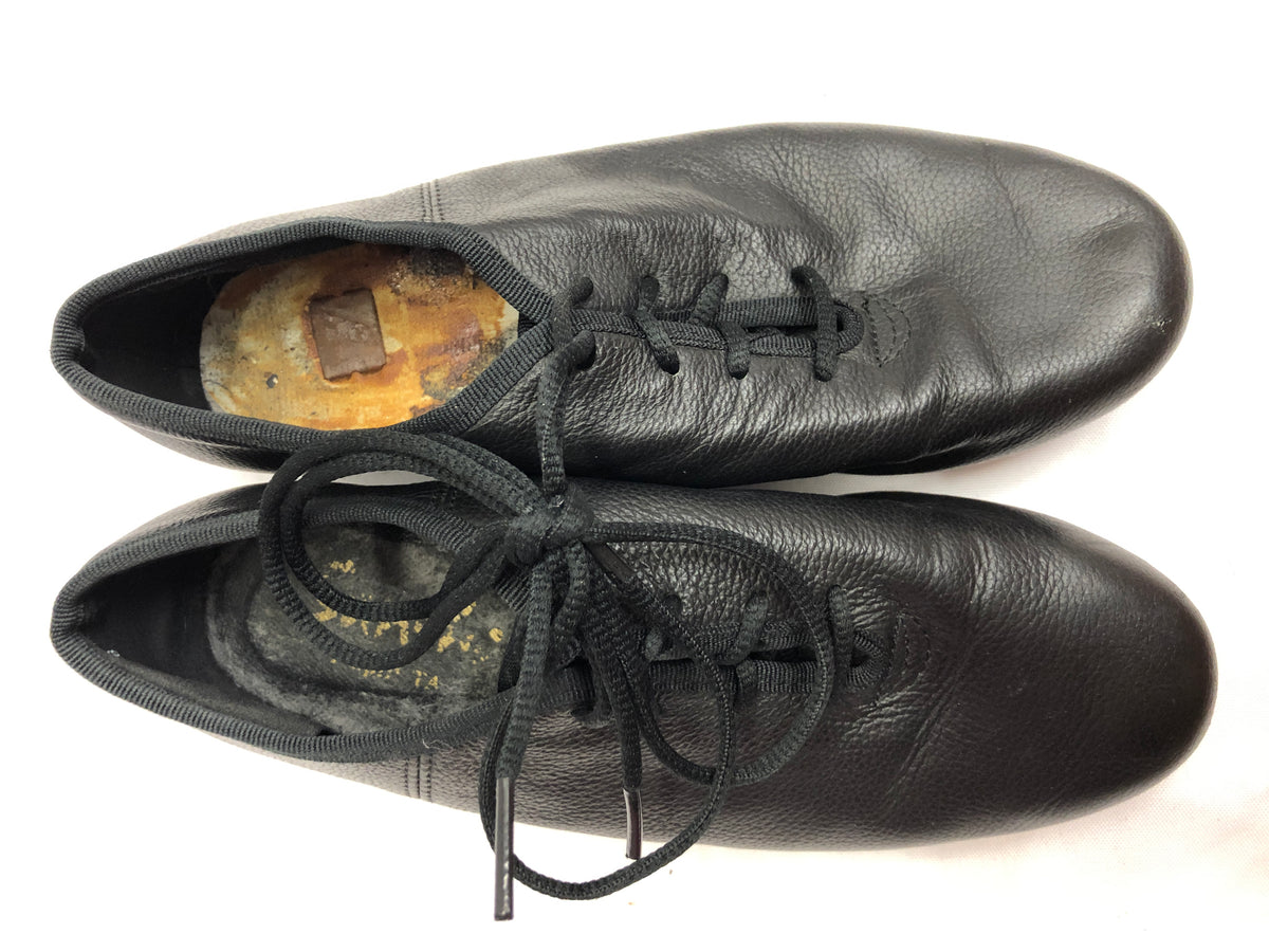 Pre-Owned Tap Shoes DanzNMotion Adult 6M Oxford Leather Black Split Sole