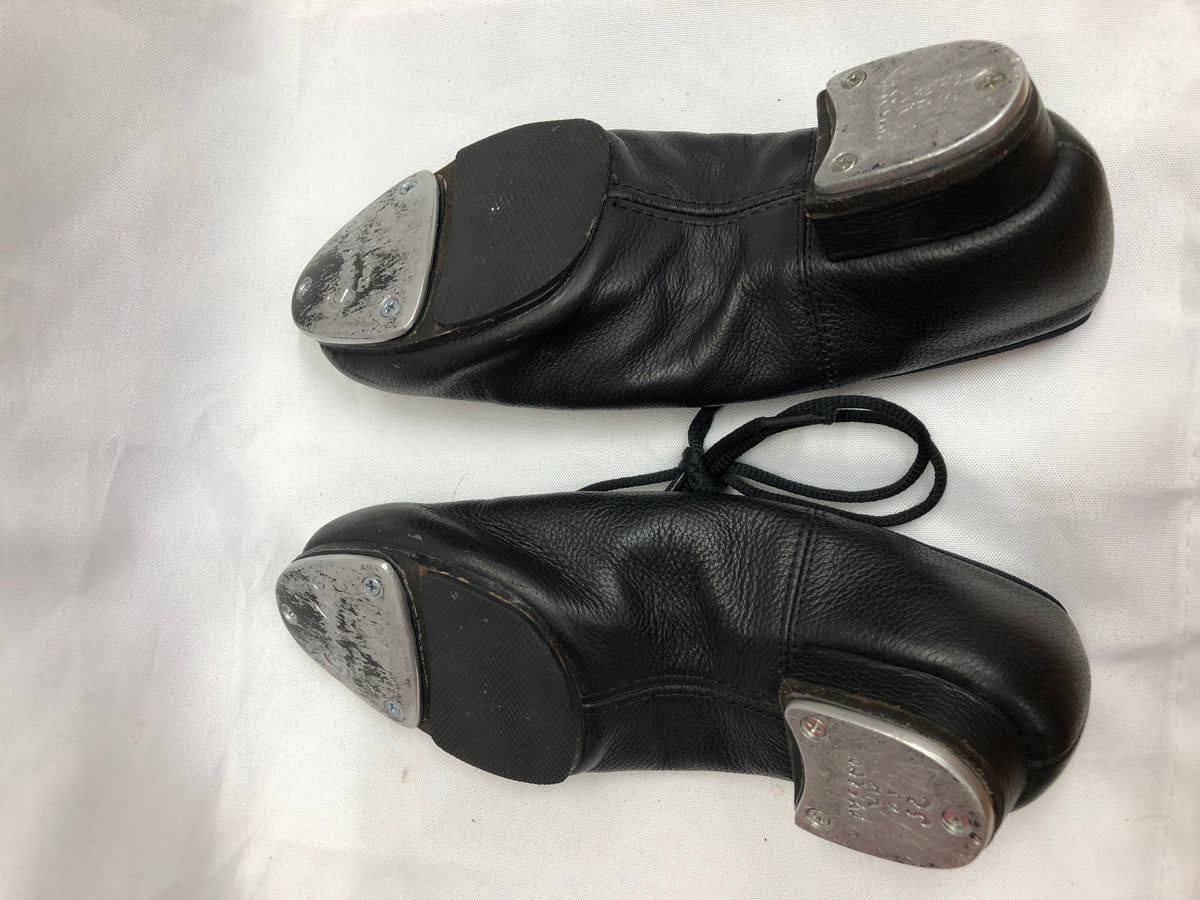 Pre-Owned Tap Shoes DanzNMotion Adult 6M Oxford Leather Black Split Sole