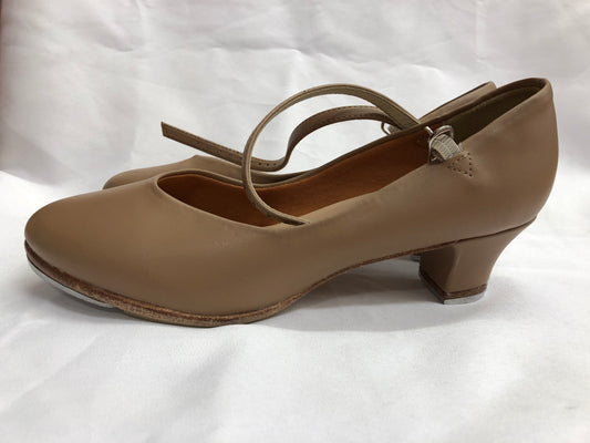 Pre-Owned Tap Shoes SoDanca Adult 7.5M Leather Buckle Tan 1.5" Heel