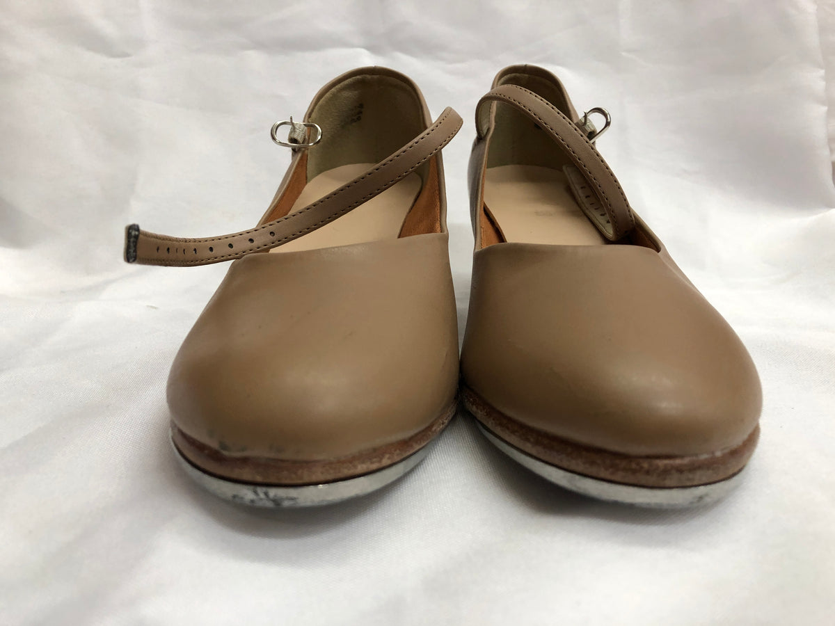 Pre-Owned Tap Shoes SoDanca Adult 7.5M Leather Buckle Tan 1.5" Heel